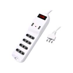 MEDIACOM MD-PM101 MULTIPRESA CON INTERRUTTORE 4 POSTI BIPASSO + 2 USB-A CON PROTEZIONE TERMICA BIANCA