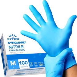 INTCO GUANTI IN NITRILE SENZA POLVERE SENZA LATTICE IPOALLERGENICI CERTIFICATI CE EN455 PER ALIMENTI MEDICI MONOUSO TAGLIA M BLU CONF 100 Pz