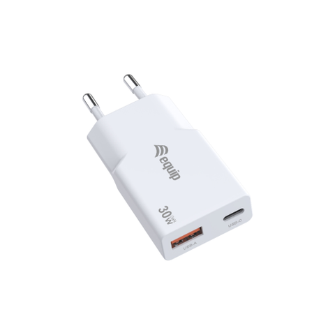 ALIMENTATORE 30W GAN 2 PORTE SLIM W 1*USB C+1*USB A QC+PD3.0