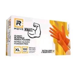 RMOVE GUANTI IN NITRILE TAGLIA XL 8.5 GRAMMI DA LAVORO SENZA POLVERE ARANCIONE CONF 100 Pz.