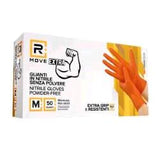 RMOVE GUANTI IN NITRILE TAGLIA M 8.5 GRAMMI DA LAVORO ANTISCIVOLO SENZA POLVERE ARANCIONE CONF 50 Pz.