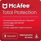 MCAFEE TOTAL PROTECTION 3 DISPOSITIVI 1 ANNO BOX