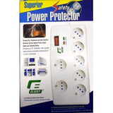 ELSIST MULTIPRESA 7 PRESE SCHUKO/ITA CON FILTRO SOVRATENSIONI INTERRUTTORE LUMINOSO SPINA 10A BIANCA