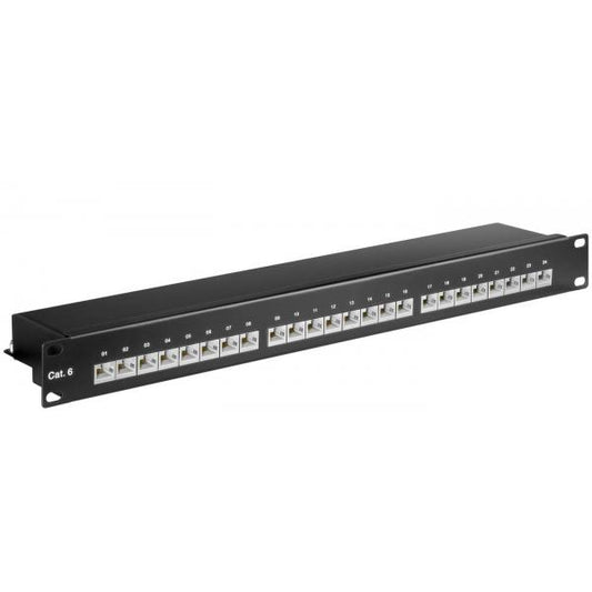 Microconnect PP-014 pezzo di pannello 1U (CAT6 24 port 19 Patch Panel, - STP Shielded, Black - internal connection technology for LSA insulation displacement terminals - Warranty: 300M)