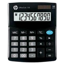 HP OFFICE CALCULATOR 110 CALCOLATRICE 10 CIFRE DISPLAY LCD INCLINATO ALIMENTAZIONE SOLARE BATTERIA NERO