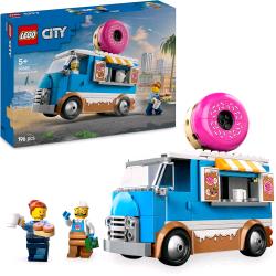 LEGO CITY FURGONE DELLE CIAMBELLE VEICOLO STAND GASTRONOMICO CON 2 MINIFIGURE E ACCESSORI