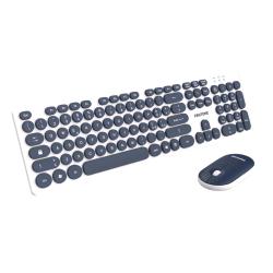 PANTONE PT-MK004N KIT TASTIERA FULL SIZE WIRELESS + MOUSE 2 TASTI DONGLE USB PER CONNESSIONE BIANCO NAVY BLU