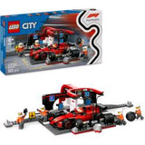 LEGO CITY PIT STOP E MECCANICI CON MONOPOSTO FERRARI F1 KIT OFFICINA DA COSTRUIRE CON MINIFIGURE E ACCESSORI