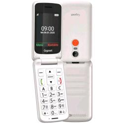 GIGASET GL595 FLIP DUAL SIM 2.8" CLAMSHELL TELEFONO PER ANZIANI TASTI E CARATTERI GRANDI TASTO SOS RESISTENE ALL'ACQUA BIANCO