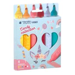 TRATTO VIDEO CANDY COLLECTION EVIDENZIATORE PUNTA A SCALPELLO 1/5 mm COLORI ASSORTITI CONF 6 Pz.