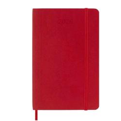 MOLESKINE DAILY PLANNER AGENDA GIORNALIERA 2026 12 MESI FORMATO POCKET 9 X 14 CM COPERTINA MORBIDA CHIUSURA CON ELASTICO ROSSO