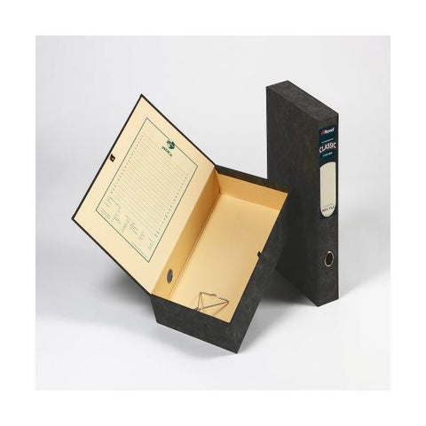 Rexel 30115EAST scatola per la conservazione di documenti (Rexel Classic Lock Spring Box File Paper on Board Foolscap 70mm Spine Width Press Button Closure Black [Pack 5] 30115EAST)