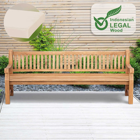 Teakbank Jackson mit Sitzkissen 240 cm + teak