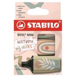 STABILO BOSS MINI NATUREVIBES EVIDENZIATORE PUNTA A SCALPELLO 2/5 mm COLORI ASSORTITI CONF 3 Pz.