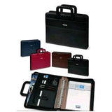 LEBEZ PORTABLOCCO IN SEMILPELLE 360X285X60 mm VARIE TASCHE INTERNE CON CERNIERA E MANICI COMPLETTO DI BLOCCO BLU