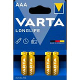 VARTA LONGLIFE BATTERIE ALCALINE MINISTILO AAA IN BLISTER DA 4 Pz. CONF 20 Pz. TOTALE 80 Pz.