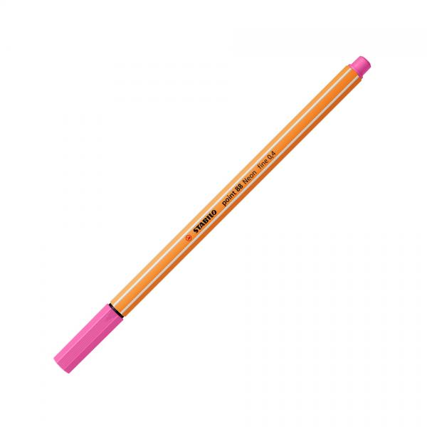 STABILO FINELINER POINT 88 NEON PENNA PUNTA IN FIBRA 0.4 mm COLORE ROSA CONF. 10 Pz.