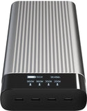 HyperJuice HJ245B - Powerbank - USB-C - 27000 mAh - 245 Watt - PD 2.0, PD 3.0, QC 2.0, QC 3.0, Apple 2.4A, Qualcomm Quick Charge 4.0+ - 4 Ausgabeanschlussstellen (4 x USB-C) (HJ245B)
