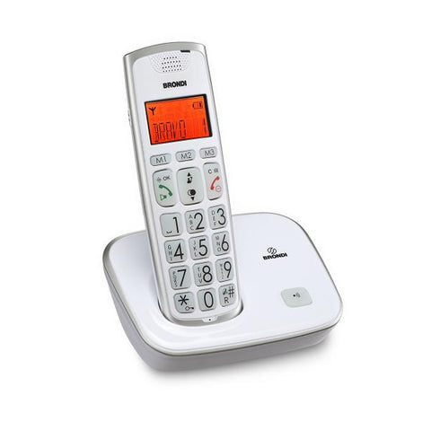 BRONDI BRAVO GOLD 2 TELEFONO CORDLESS TASTI GRANDI CON VIVAVOCE COLORE BIANCO