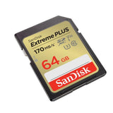 SANDISK SECURE DIGITAL EXTREME PLUS SCHEDA DI MEMORIA SDHC 64GB CLASSE 10 UHS-I 170 MB/S 80 MB/S NERO ORO