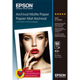EPSON C13S041340 CONFEZIONE 50 FOGLI CARTA MATTE DA ARCHIVIO FOTOGRAFICO FORMATO A3+ 189GR/Mq COLORE BIANCO