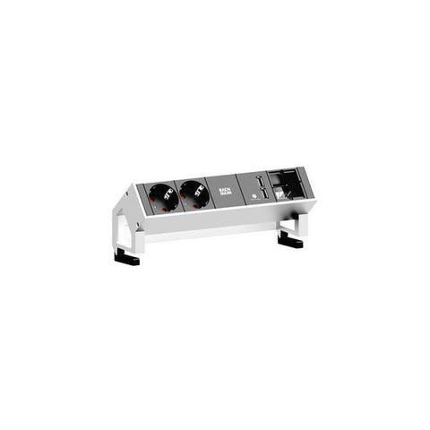 Bachmann DESK 2 prolunghe e multiple 0,2 m 2 presa(e) AC Nero, Bianco