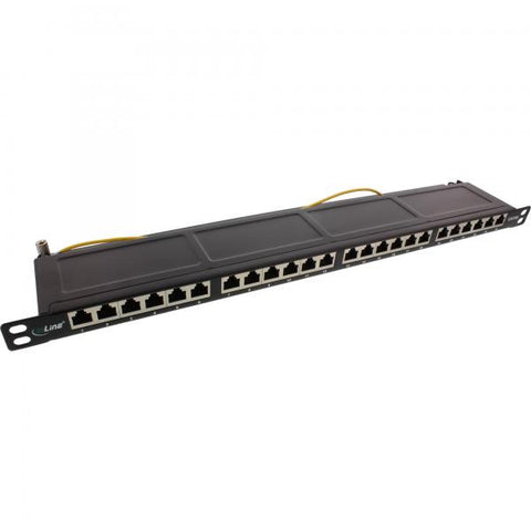 InLine Patch Panel Cat.6A 24-porte, 48,26cm (19"), 0,5HE, nero RAL9005
