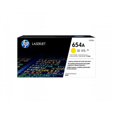 HP 654A TONER GIALLO PER COLOR LASERJET ENTERPRISE M651N/COLOR LASERJET M651DN/M651XH GARANZIA ITALIA (CF332A)