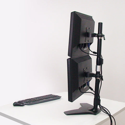 Amer AMR2SV Supporti a parete per TV 61 cm [24] Scrivania Nero (DUAL MONITOR MOUNT - VERTICAL STAND)