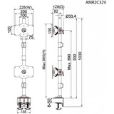 Amer AMR2C32V Supporti a parete per TV 81,3 cm [32] Scrivania Nero (DUAL MONITOR VERTICAL CLAMP - MOUNT MAX32IN)