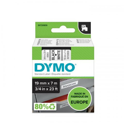 DYMO D1 NASTRO PER ETICHETTE IN POLIESTERE 19 MM X 7 MT BIANCO STAMPA NERA