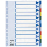 ESSELTE MYLAR INTERCALARE IN PP 225X297 mm 12 TASTI COLORI ASSORTITI CONF 10 Pz.