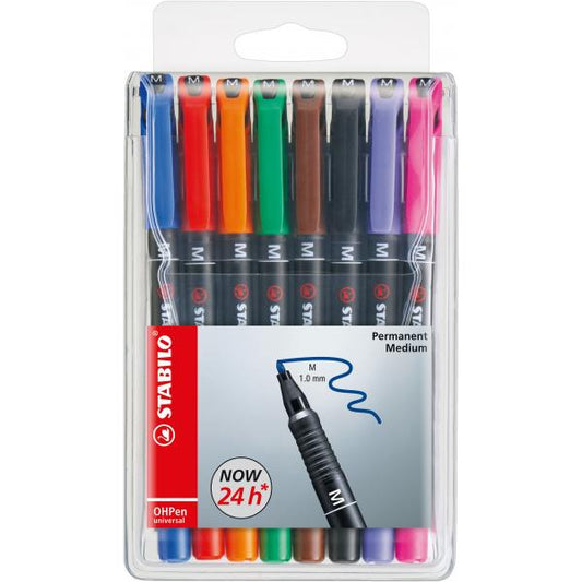 STABILO OHPEN MEDIA PENNA RICARICABILE PUNTA IN FIBRA 1 mm COLORI ASSORTITI CONF. 8 Pz.