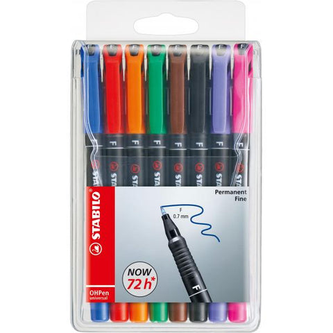 STABILO OHPEN FINE PENNA RICARICABILE PUNTA IN FIBRA 0.7 mm COLORI ASSORTITI CONF. 8 Pz.