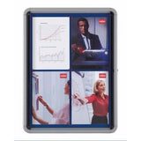 Nobo Bacheca per interni-fondo in tessuto 6xA4 anta a battente (Nobo 1902555 Premium Plus Internal Glazed Case Blue Felt 6 x A4)