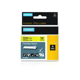 DYMO D1 RHINOPRO NASTRO IN NYLON PER STAMPANTI A TRASFERIMENTO TERMICO 12MM X 3.5MT COLORE GIALLO STAMPA NERO (18490A)