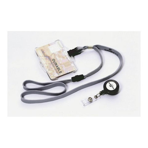 DURABLE PORTABADGE A CHIOCCIOLA YO-YO TONDA CON CLIP IN PLASTICA FILO AVVOLGIBILE 60 CM NERO CONF 10 Pz.