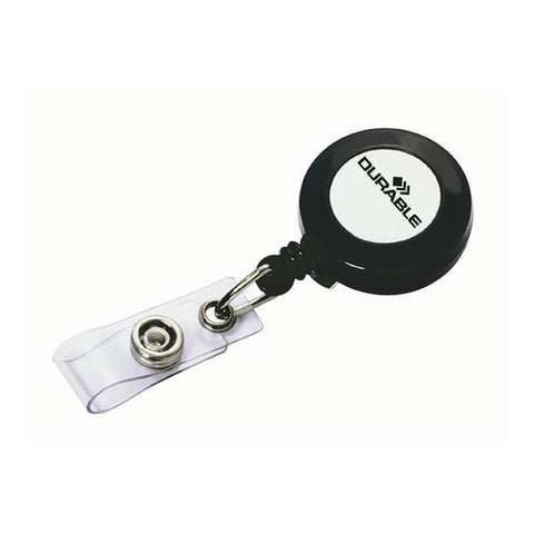 DURABLE PORTABADGE A CHIOCCIOLA YO-YO TONDA CON CLIP IN PLASTICA FILO AVVOLGIBILE 60 CM NERO CONF 10 Pz.