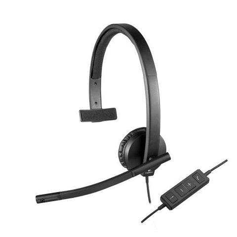 LOGITECH H570E MONO CUFFIA MONOAURALE CON MICROFONO CAVO 1MT CONNETTORE USB COLORE NERO