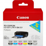 Canon PGI-550PGBK + CLI551 (PGBK/C/M/Y/BK/GY) Originale Nero per foto, Ciano per foto, Grigio per foto, Magenta per foto, Nero, Giallo foto 6 pezzo(i)