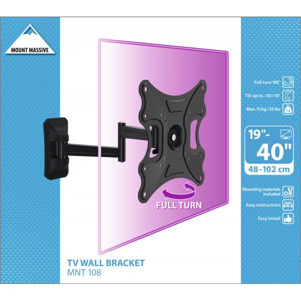 Mount Massive MNT 108 FULL TURN WALL MOUNT 19-37 INCH 40" Nero