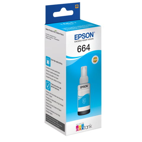 TINTA EPSON C13T664240 CIANO FLACONE DA 70ML X ECOTANK L300 L355 L555 ET-2500 ET-2550 ET-2600 ET-2650 ET-4500 ET-14000 ET-16500