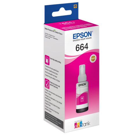 INK EPSON C13T664340 MAGENTA FLACONE DA 70ML X ECOTANK L300 L355 L555 ET-2500 ET-2550 ET-2600 ET-2650 ET-4500 ET-14000 ET-16500