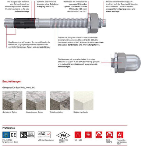 Fischer Bolzenanker FAZ II Plus 16/50 R (A4) M 16 x 109 VE=20 (Pack mit 20 St) (564628)