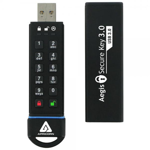 Apricorn Aegis Secure Key 3.0 unità flash USB 120 GB USB tipo A 3.2 Gen 1 (3.1 Gen 1) Nero