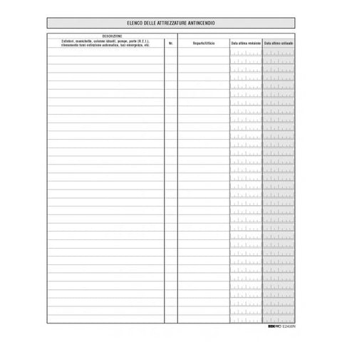 EDIPRO REGISTRO CONTROLLI E MANUTENZIONE ATTREZATURA ANTINCENDIO 245X310 mm 48 PAGINE CONF 5 Pz.