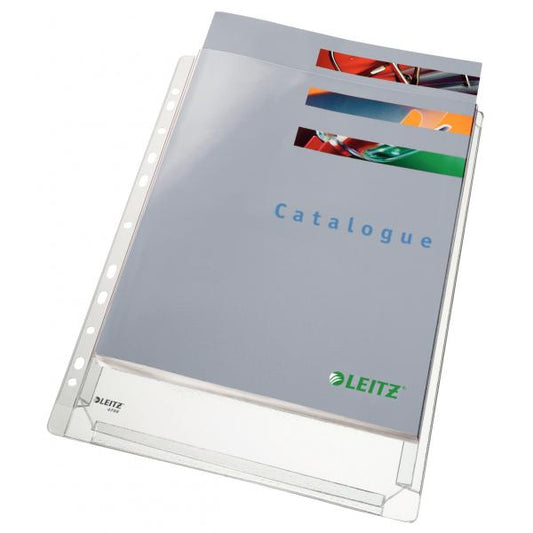 LEITZ BUSTE CON FORATURA UNIVERSALE A SOFFIETTO IN PP CM 22X30 A4 TRASPARENTE CONF 10 Pz.