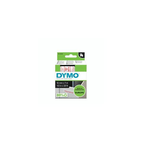 DYMO D1 NASTRO STANDARD IN POLIESTERE 12MM7MT COLORE BIANCO STAMPA ROSSO