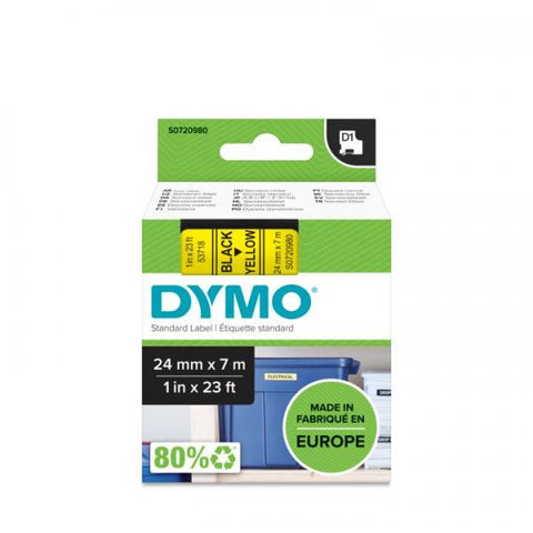 DYMO D1 NASTRO 24MM X 7MT COLORE GIALLO STAMPA NERO (S0720980A)