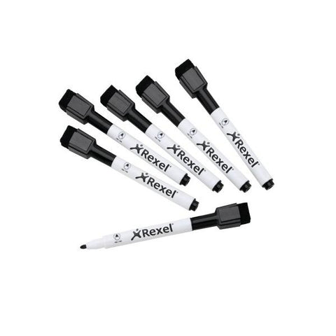 REXEL PENNARELLO MAGNETICO PER LAVAGNA NERO PUNTA CONICA CONF 6 Pz.